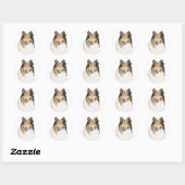Ruw collie, lang gespierd collie portret ronde sticker (Vel)