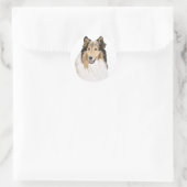 Ruw collie, lang gespierd collie portret ronde sticker (Tas)