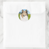 Ruw collie, lang gespierd collie portret ronde sticker (Tas)