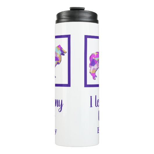 Ruw Collie Leuke Hond Silhouet PurplePY&B Thermosbeker (Voorkant)