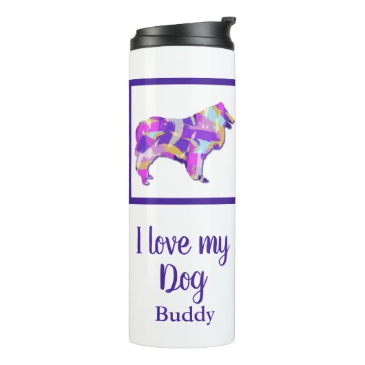 Ruw Collie Leuke Hond Silhouet PurplePY&B Thermosbeker (Gedraaid links)