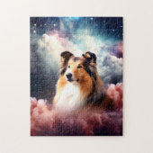 Ruw Collie met Cloud Space Achtergrond Legpuzzel (Verticaal)