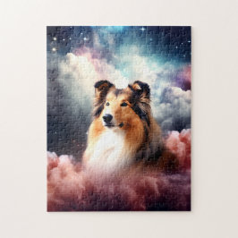 Ruw Collie met Cloud Space Achtergrond Legpuzzel