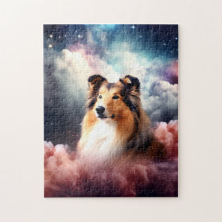 Ruw Collie met Cloud Space Achtergrond Legpuzzel