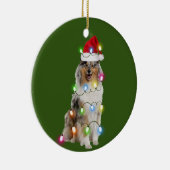 Ruw collie met kerstschaats Santa Hat Keramisch Ornament (Rechts)