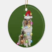 Ruw collie met kerstschaats Santa Hat Keramisch Ornament (Links)