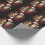 Ruw Collie Met Sinterklaas Feestelijke Kerstmis Cadeaupapier (Hoek)