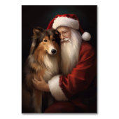 Ruw Collie Met Sinterklaas Feestelijke Kerstmis Kaart (Achterkant)