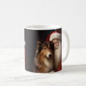 Ruw Collie Met Sinterklaas Feestelijke Kerstmis Koffiemok (Voorkant rechts)