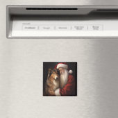 Ruw Collie Met Sinterklaas Feestelijke Kerstmis Magneet (Insitu (Vaatwasser))
