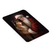 Ruw Collie Met Sinterklaas Feestelijke Kerstmis Magneet (Rechterzijde)