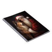 Ruw Collie Met Sinterklaas Feestelijke Kerstmis Notitieboek (Rechterzijde)