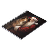 Ruw Collie Met Sinterklaas Feestelijke Kerstmis Notitieboek (Linkerzijde)