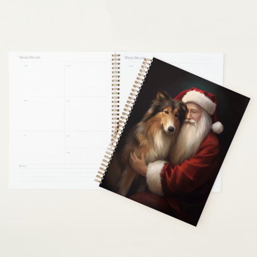 Ruw Collie Met Sinterklaas Feestelijke Kerstmis Planner (Display)
