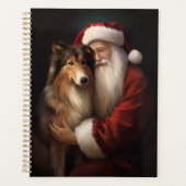 Ruw Collie Met Sinterklaas Feestelijke Kerstmis Planner (Voorkant)