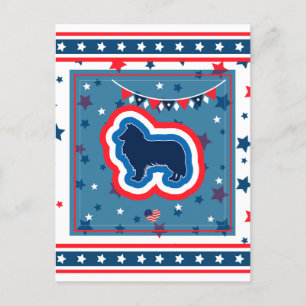 Ruw Collie Patriottische Rode Witte Blauwe 4 juli Feestdagenkaart