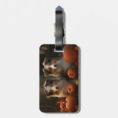 Ruw Collie Puppy Herfst Delight Pompoen Bagagelabel (Achterkant verticaal)