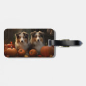 Ruw Collie Puppy Herfst Delight Pompoen Bagagelabel (Achterkant horizontaal)