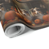 Ruw Collie Puppy Herfst Delight Pompoen Cadeaupapier (Rol Hoek)