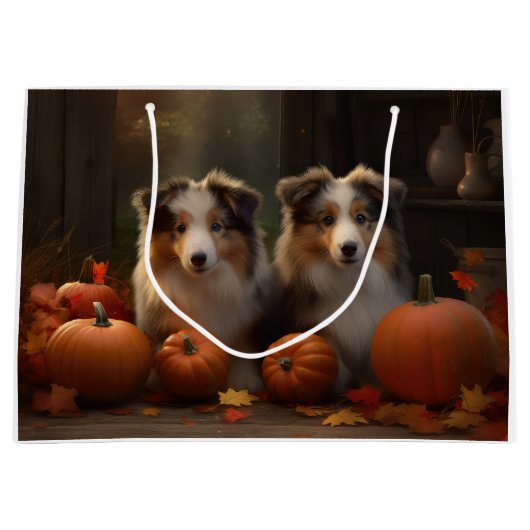 Ruw Collie Puppy Herfst Delight Pompoen Groot Cadeauzakje (Voorkant)