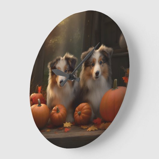 Ruw Collie Puppy Herfst Delight Pompoen Grote Klok (Hoek)