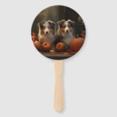 Ruw Collie Puppy Herfst Delight Pompoen Handwaaier (Achterkant)