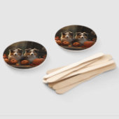 Ruw Collie Puppy Herfst Delight Pompoen Handwaaier (Niet-gemonteerd)