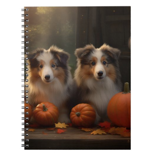 Ruw Collie Puppy Herfst Delight Pompoen Notitieboek (Voorkant)