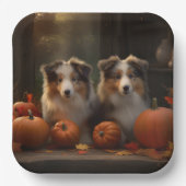 Ruw Collie Puppy Herfst Delight Pompoen Papieren Bordje (Voorkant)