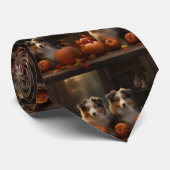 Ruw Collie Puppy Herfst Delight Pompoen Stropdas (Opgerold)