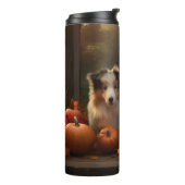 Ruw Collie Puppy Herfst Delight Pompoen Thermosbeker (Gedraaid links)