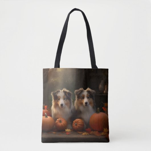 Ruw Collie Puppy Herfst Delight Pompoen Tote Bag (Voorkant)