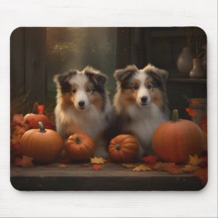 Ruw Collie Puppy Herfstpracht Pompoen Muismat