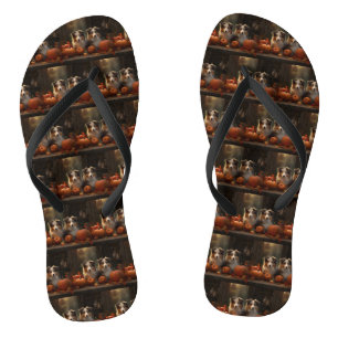 Ruw Collie Puppy Herfstpracht Pompoen  Teenslippers