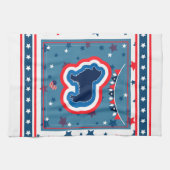 Ruw Collie Rood Wit En Blauw 4 juli Theedoek (Horizontaal)