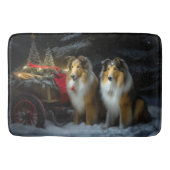 Ruw Collie Snowy Sleigh Kerstmisdecor Badmat (Voorkant)