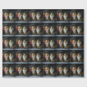 Ruw Collie Snowy Sleigh Kerstmisdecor Cadeaupapier (Vlak)