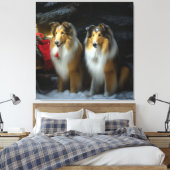 Ruw Collie Snowy Sleigh Kerstmisdecor Canvas Afdruk (Insitu (Slaapkamer))