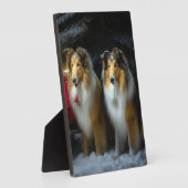 Ruw Collie Snowy Sleigh Kerstmisdecor Fotoplaat (Zijkant)