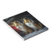 Ruw Collie Snowy Sleigh Kerstmisdecor Notitieblok (Schuin)