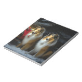 Ruw Collie Snowy Sleigh Kerstmisdecor Notitieblok (Linkerzijde)