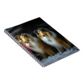 Ruw Collie Snowy Sleigh Kerstmisdecor Notitieboek (Rechterzijde)