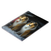Ruw Collie Snowy Sleigh Kerstmisdecor Notitieboek (Linkerzijde)