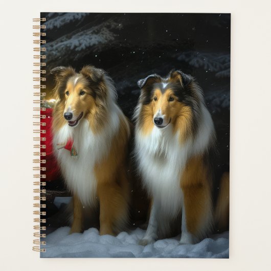 Ruw Collie Snowy Sleigh Kerstmisdecor Planner (Voorkant)