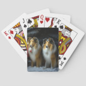 Ruw Collie Snowy Sleigh Kerstmisdecor Pokerkaarten (Achterkant)