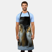 Ruw Collie Snowy Sleigh Kerstmisdecor Schort (Gedragen)