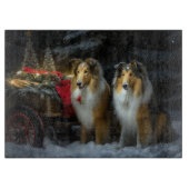 Ruw Collie Snowy Sleigh Kerstmisdecor Snijplank (Voorkant)