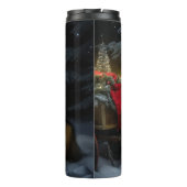 Ruw Collie Snowy Sleigh Kerstmisdecor Thermosbeker (Achterkant)