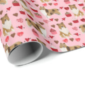 Ruw Collie Valentijnse Gift Wrap Cadeaupapier (Rol Hoek)