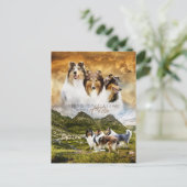 Ruw Collies Portrait & Sheep Herding + Quote - Briefkaart (Staand voorkant)